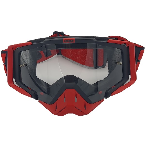 Ski, snowboard, motorcycling, cycling goggles, unisex, red frame, transparent lens, O11RTN